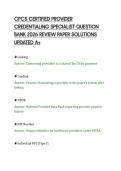 CPCS CERTIFIED PROVIDER&NewLine;CREDENTIALING SPECIALIST QUESTION&NewLine;BANK 2026 REVIEW PAPER SOLUTIONS&NewLine;UPDATED A&plus;