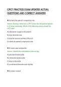 CPCT PRACTICE EXAM UPDATED ACTUAL&NewLine;QUESTIONS AND CORRECT ANSWERS