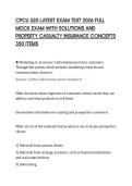 CPCU 520 LATEST EXAM TEST 2026 FULL&NewLine;MOCK EXAM WITH SOLUTIONS AND&NewLine;PROPERTY CASUALTY INSURANCE CONCEPTS&NewLine;350 ITEMS