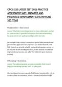 CPCU 520 LATEST TEST 2026 PRACTICE&NewLine;ASSESSMENT WITH ANSWERS AND&NewLine;INSURANCE MANAGEMENT EXPLANATIONS&NewLine;350 ITEMS