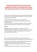 MARYLAND PROBATION AGENT CERTIFICATION &NewLine;EXAMINATION COMPLETE QUESTIONS AND DETAILED &NewLine;SOLUTIONS LATEST UPDATE THIS YEAR JUST RELEASED