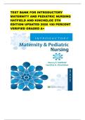 TEST BANK FOR INTRODUCTORY MATERNITY AND PEDIATRIC NURSING HATFIELD AND KINCHELOE 5TH EDITION UPDATED 2026 100 PERCENT VERIFIED GRADED A&plus;&NewLine;  