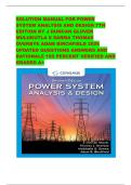 SOLUTION MANUAL FOR POWER SYSTEM ANALYSIS AND DESIGN 7TH EDITION BY J DUNCAN GLOVER MULUKUTLA S SARMA THOMAS OVERBYE ADAM BIRCHFIELD 2026 UPDATED QUESTIONS ANSWERS AND RATIONALE 100 PERCENT VERIFIED AND GRADED A&plus;&NewLine;  