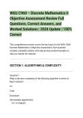 WGU C960 &ndash; Discrete Mathematics II&NewLine;Objective Assessment Review Full&NewLine;Questions&comma; Correct Answers&comma; and&NewLine;Worked Solutions &vert; 2026 Update &vert; 100&percnt;&NewLine;Correct