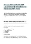 Simucase Colt Vocal Nodules SLP&NewLine;Assessment &vert; 50 Questions & Answers &vert;&NewLine;2026 Update &vert; 100&percnt; Correct
