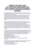 NEWEST HESI MED SURG&NewLine;EXIT PRACTICE EXAM QUESTIONS&NewLine;WITH CORRECT DETAILED ANSWERS&NewLine;2026&sol;2027