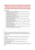 MINNESOTA ASSISTED LIVING DIRECTOR COMPETENCY &NewLine;EXAMINATION COMPLETE QUESTIONS AND DETAILED &NewLine;SOLUTIONS LATEST UPDATE THIS YEAR JUST RELEASED