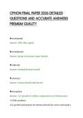 CPHON FINAL PAPER 2026 DETAILED QUESTIONS AND ACCURATE ANSWERS PREMIUM QUALITY