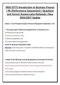 WGU D775 Introduction to Business Finance &vert; PA &lpar;Performance Assessment&rpar; &vert; Questions and Correct Answers plus Rationale &vert; New 2026&sol;2027 Update&NewLine;