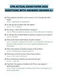 CPN ACTUAL EXAM PAPER 2026&NewLine;QUESTIONS WITH ANSWERS GRADED A