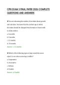 CPN EXAM 3 FINAL PAPER 2026 COMPLETE&NewLine;QUESTIONS AND ANSWERS