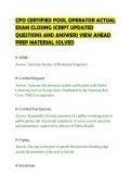 CPO CERTIFIED POOL OPERATOR ACTUAL&NewLine;EXAM CLOSING SCRIPT UPDATED&NewLine;QUESTIONS AND ANSWERS VIEW AHEAD&NewLine;PREP MATERIAL SOLVED&NewLine;