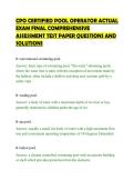 CPO CERTIFIED POOL OPERATOR ACTUAL&NewLine;EXAM FINAL COMPREHENSIVE&NewLine;ASSESSMENT TEST PAPER QUESTIONS AND&NewLine;SOLUTIONS