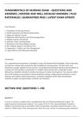 FUNDAMENTALS OF NURSING EXAM &ndash; QUESTIONS AND&NewLine;ANSWERS &vert; VERIFIED AND WELL DETAILED ANSWERS &vert; PLUS&NewLine;RATIONALES &vert; GUARANTEED PASS &vert; LATEST EXAM UPDATE