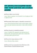 CPP CERTIFICATION EXAMPREP REVIEW&NewLine;SHEET TESTED QUESTIONS AND ACCURATE&NewLine;ANSWER