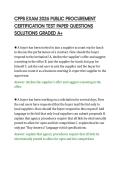 CPPB EXAM 2026 PUBLIC PROCUREMENT&NewLine;CERTIFICATION TEST PAPER QUESTIONS&NewLine;SOLUTIONS GRADED A&plus;&NewLine;