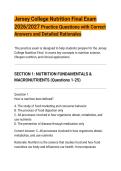 Jersey College Nutrition Final Exam&NewLine;2026&sol;2027 Practice Questions with Correct&NewLine;Answers and Detailed Rationales