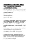 CPPO PRACTICE REVIEW SHEET&NewLine;2026 FULL QUESTIONS AND&NewLine;ACCURATE ANSWERS