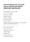 CPPS EXAM PRACTICE TEST 2 TEST PAPER&NewLine;2026 FULL QUESTIONS AND ANSWERS&NewLine;VERIFIED STUDY GUIDE FINAL PREP