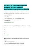 CPR AED FIRST AID COMPREHENSIVE&NewLine;EXAMINATION TEST COMPLETE&NewLine;QUESTIONS WITH ACCURATE SOLUTIONS