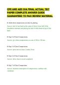 CPR AND AED ISSA FINAL ACTUAL TEST&NewLine;PAPER COMPLETE ANSWER GUIDE&NewLine;GUARANTEED TO PASS REVIEW MATERIAL