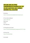 CPR AND AED ISSA FINAL&NewLine;COMPREHENSIVE EXAMINATION TEST&NewLine;SOLVED QUESTIONS AND CORRECT&NewLine;ANSWERS FULL SOLUTION