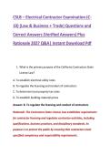 CSLB &ndash; Electrical Contractor Examination &lpar;C&NewLine;10&rpar; &lpar;Law & Business &plus; Trade&rpar; Questions and &NewLine;Correct Answers &lpar;Verified Answers&rpar; Plus &NewLine;Rationale 2027 Q&A&vert; Instant Download Pdf