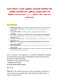 CALIFORNIA C-7 LOW VOLTAGE SYSTEMS CONTRACTOR &NewLine;LICENSE EXAMINATION COMPLETE QUESTIONS AND &NewLine;DETAILED SOLUTIONS LATEST UPDATE THIS YEAR JUST &NewLine;RELEASED