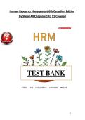 Test Bank For Human Resource Management 6th Canadian Edition&NewLine;by Steen All Chapters 1 to 11 Covered