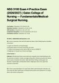  NSG 3100 Exam 4 Practice Exam &ndash; Galen College of Nursing &vert; Fundamentals&sol;Medical-Surgical Nursing &lpar;2026&sol;2027&rpar; Study Guide and Practice Questions