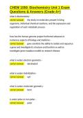 CHEM 1050 Biochemistry Unit 1 Exam Questions & Answers &lpar;Grade A&plus;&rpar;&period;docx&NewLine;&NewLine;