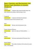 Basic Chemistry and Biochemistry Unit Review Exam Questions & Answers &lpar;Grade A&plus;&rpar;&period;docx&NewLine;&NewLine;