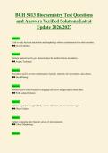 BCH 5413 Biochemistry Test Questions&NewLine;and Answers Verified Solutions Latest&NewLine;Update 2026&sol;2027