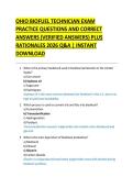 OHIO BIOFUEL TECHNICIAN EXAM&NewLine;PRACTICE QUESTIONS AND CORRECT&NewLine;ANSWERS &lpar;VERIFIED ANSWERS&rpar; PLUS&NewLine;RATIONALES 2026 Q&A &vert; INSTANT&NewLine;DOWNLOAD