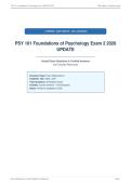 PSY 101 Foundations of Psychology Exam 2 2026&NewLine;UPDATE