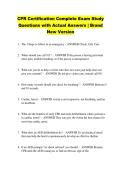 CPR Certification Complete Exam Study &NewLine;Questions with Actual Answers &vert; Brand &NewLine;New Version 