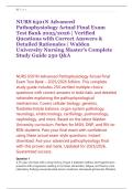 NURS 6501N Advanced &NewLine;Pathophysiology Actual Final Exam &NewLine;Test Bank 2025&sol;2026 &vert; Verified &NewLine;Questions with Correct Answers & &NewLine;Detailed Rationales &vert; Walden &NewLine;University Nursing Master&rsquo;s Complete &NewLine;Study Guide 250 Q&A 