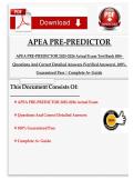 APEA PRE-PREDICTOR&NewLine;APEA PRE-PREDICTOR 2025-2026 Actual Exam Test Bank 850&plus;&NewLine;Questions And Correct Detailed Answers &lpar;Verified Answers&rpar;&comma; 100&percnt;&NewLine;Guaranteed Pass &vert; Complete A&plus; Guide