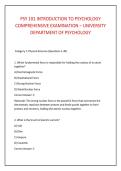 PSY 101 INTRODUCTION TO PSYCHOLOGY &NewLine;COMPREHENSIVE EXAMINATION &ndash; UNIVERSITY &NewLine;DEPARTMENT OF PSYCHOLOGY