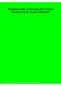 Fundamentals of Nursing ATI Critical Thinking 2026&sol; 2027 Questions Answers Study Guide