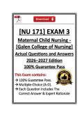 GCN&vert;NU171&sol;NU 171 Maternal Child Nursing Exam1&comma;2&comma;3& 4 &vert; Galen &vert; 2026&ndash;2027 Edition &lpar;PDF&rpar;