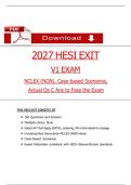 2027 HESI EXIT &NewLine;V1 EXAM &NewLine;NCLEX &lpar;NGN&rpar;&comma; Case-based Scenarios&comma; &NewLine;Actual Qs C Ans to Pass the Exam 
