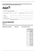 ACE YOUR 2026&sol;2027 BIOLOGY 7401&sol;1 PAPER 1 EXAM&colon; COMPLETE STUDY GUIDE WITH AQA&NewLine;PAST PAPER EXAM QUESTIONS AND ANSWERS RATED A&plus;