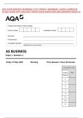 ACE YOUR 2026&sol;2027 BUSINESS 7131&sol;1 PAPER 1 BUSINESS 1 EXAM&colon; COMPLETE&NewLine;STUDY GUIDE WITH AQA PAST PAPER EXAM QUESTIONS AND ANSWERS RATED A&plus;