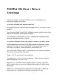 NYC MTA CDL Class B General Knowledge Latest &lpar;2026&sol;2027&rpar; Verified Answers by Experts&NewLine;