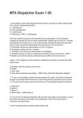 MTA Dispatcher Exam 1-30 Latest &lpar;2026&sol;2027&rpar; Verified Answers by Experts&NewLine;