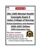 GCN&vert;NU160&sol;NU 160 Mental Health Concepts Exam 3 &vert; Galen College of Nursing &vert; 26&sol;27 &vert;Q&A &lpar;PDF&rpar;
