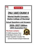 GCN&vert;NU160&sol;NU 160 Mental Health Concepts Exam 3&4 &vert; Galen College of Nursing &vert; 26&sol;27 &vert;Q&A &lpar;PDF&rpar;