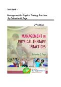 Test Bank - Management in Physical Therapy Practices&comma; 2nd Edition &lpar;Page&comma; 2016&rpar;&comma; Chapter 1-17 &vert; All Chapters Covered