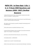 PATH 370 - In Class Quiz 1 &lpar;Ch&period; 1&comma; 2&comma; 4&comma; 7&rpar; Exam 2026 Questions and Answers &lpar;2026 &sol; 2027&rpar; &lpar;Verified Answers&rpar;&NewLine;&NewLine;